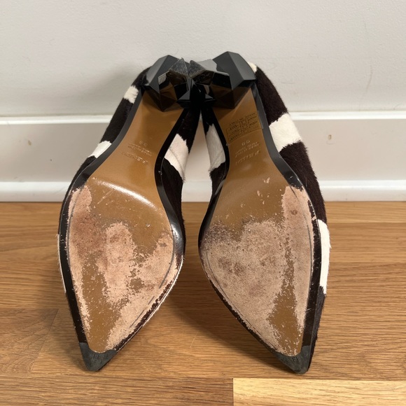 Fendi Black and White Zebra Print Pony Hair Diamond Heel Pumps - Picture 6 of 16